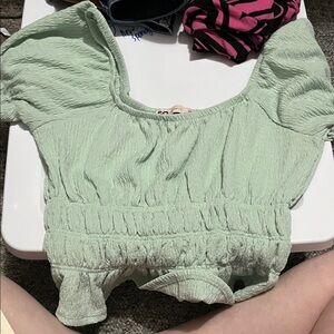 Mint Green Puff Sleeve Top